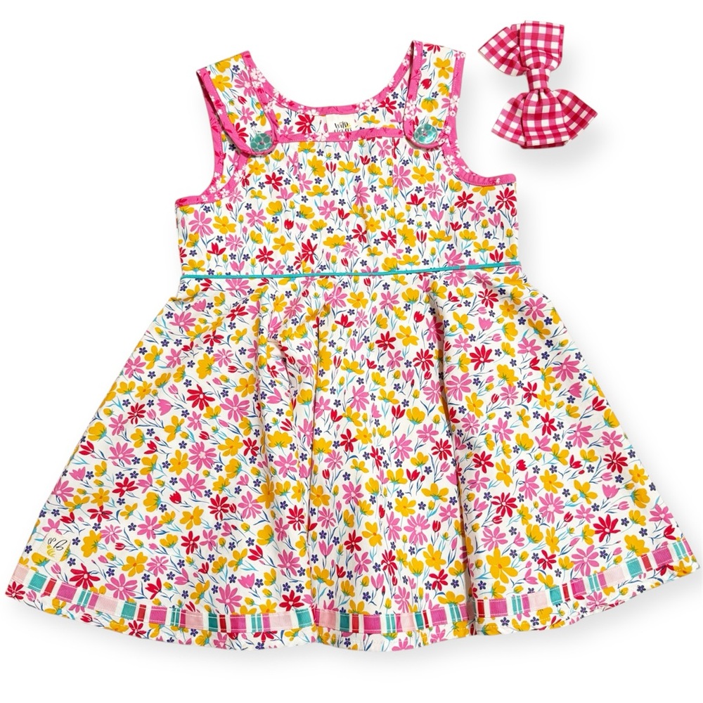 Wildflowers Floral Tunic Gingham Bow 2 Piece Set
